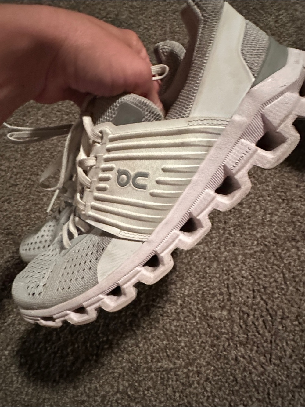 On Running Women's Sneakers in Light Gray and White - Picture 3 of 3